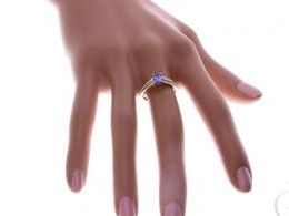pierścionek złoty zaręczynowy z tanzanitem tanzanit ekskluzywny z brylantami diamentami brylant diament czarne diamenty czarny diament zaręczyny złoto żółte 14K 0.585 pierścionek na palcu w pudełku realne zdjęcie zdjęcia pierścionek zaręczynowy na rocznic