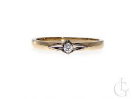 złoty pierścionek zaręczynowy klasyczny złoto żółte złoto białe próba 0.585 cyrkonia pierścionki zaręczynowe klasyczne