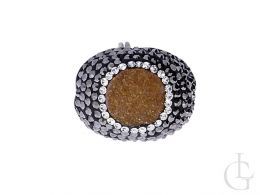 pierścionek srebrny oryginalny nowoczesny wzór piryt cyrkonie srebro 0.925