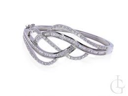 bransoletka srebrna damska sztywna cyrkonie szeroka bransoletka srebro 0.925 ślubna biżuteria wieczorowa