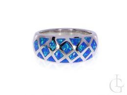 pierścionek srebrny opal błękitny niebieski srebro 0.925 obrączka srebrna z opalem