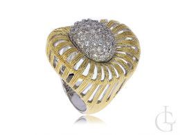 pierścionek srebrny ekskluzywny duży wysoki pozłacany srebro 0.925