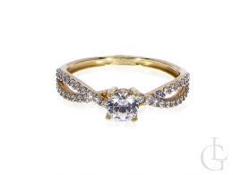 pierścionek zaręczynowy złoty żółte złoto próba 0.585 zaręczyny pierścionki złote cyrkonia cyrkonie klasyczne pierścionki zaręczynowe