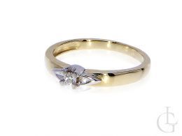 pierścionek zaręczynowy z brylantem brylantami złoty żółte złoto białe próba 0.585 zaręczyny pierścionki złote brylant  klasyczne pierścionki zaręczynowe