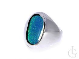 pierścionek srebrny duży opal naturalny błękitny niebieski kamień srebro 0.925