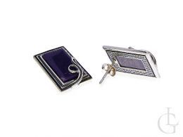 komplet biżuterii srebrnej kolczyki sztyft wisiorek na łańcuszek srebro 0.925 fioletowe niebieskie kamienie szlachetne
