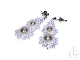 swarovski kolczyki srebrne kryształy perły srebro 0.925 sztyft wkrętki zapięcie
