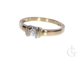 złoty pierścionek zaręczynowy z brylantem klasyczny złoto żółte białe  próba 0.585 brylant pierścionki zaręczynowe klasyczne