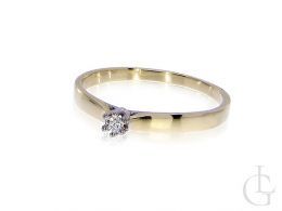 pierścionek zaręczynowy z brylantem brylantami klasyczny złoty żółte złoto próba 0.585 zaręczyny pierścionki złote brylant  klasyczne pierścionki zaręczynowe