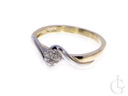 pierścionek złoty zaręczynowy brylanty diamenty złoto żółte i białe 0.585 14K