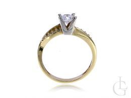 złoty pierścionek zaręczynowy nowoczesny złoto żółte próba 0.585 cyrkonia pierścionki zaręczynowe klasyczne