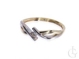 pierścionek zaręczynowy z brylantem złoto żółte i białe 0.585 14K