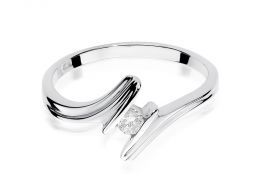 złoty pierścionek zaręczynowy nowoczesny design brylant