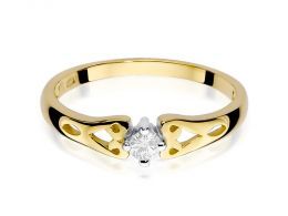 złoty pierścionek zaręczynowy klasyczny brylant