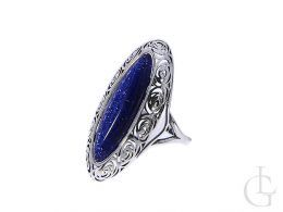 pierścionek srebrny duży z błękitnym kamieniem srebro 0.925