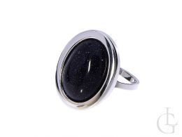 duży srebrny pierścionek z czarnym kamieniem NOC KAIRU