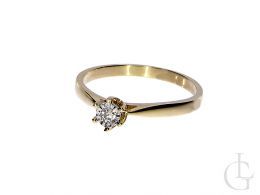 złoty pierścionek zaręczynowy z brylantem klasyczny wzór pierścionka złoto żółte próba 0.585 14ct
