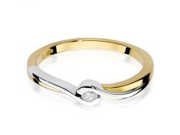 złoty pierścionek zaręczynowy z brylantem złoto żółte 0.585 14ct pierścionek na palcu dłoni realne zdjęcia zdjęcie prezent