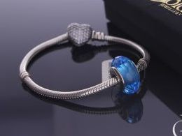 przywieszka charms do bransoletki niebieski kamień cyrkonia 4prezent dla dziewczyny żony