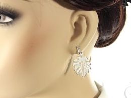 kolczyki srebrne angielskie zapięcie listki liście liść klonu srebro realne zdjęcia na modelce uchu kolczyki srebrne na prezent dla żony dziewczyny urodziny imieniny rocznicę pakowanie na prezent