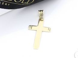 Klasyczny krzyżyk ze złota pr.0,585 na prezent Chrzest, Komunia święta, Bierzmowanie