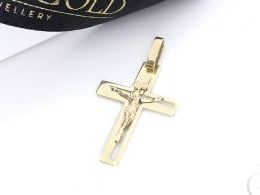 Złoty krzyżyk pr.0,585 z wizerunkiem Pana Jezusa na prezent z wielu okazji