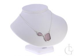 srebrny elegancki naszyjnik różowa masa perłowa duża zawieszka srebro próba 0.925