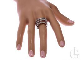 pierścionek srebrny ekskluzywny obrączka cyrkonie klasyczne pierścionek nowoczesny wzór na palcu realne zdjęcie