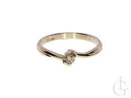 pierścionek zaręczynowy z brylantem diamentem klasyczny wzór brylant diament złoto żółte próba 0.585 14ct