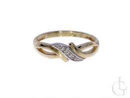 złoty pierścionek zaręczynowy z brylantami z brylantem z diamentami złoto żółte złoto białe próba 0.585