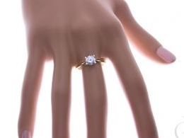pierścionek złoty zaręczynowy ekskluzywny z cyrkoniami klasyczny zaręczyny złoto żółte 14K 0.585 pierścionek na palcu w pudełku realne zdjęcie zdjęcia pierścionek zaręczynowy na rocznicę pamiątkę mikołaja pod choinkę prezent dla dziewczyny żony urodziny r
