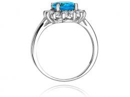 złoty pierścionek z topazem naturalnym topaz brylanty diamenty ekskluzywny duża korona zaręczyny pierścionek zaręczynowy prezent