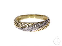 złoty pierścionek obrączka ażurowa złoto żółte złoto białe pierścionek obrączka na prezent dla dziewczyny żony