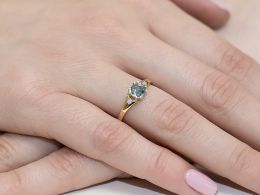 złoty pierścionek z topazem naturalnym topaz brylanty diamenty ekskluzywny duża korona zaręczyny pierścionek zaręczynowy prezent