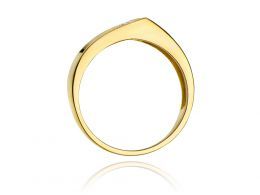 nowoczesny pierścionek zaręczynowy z brylantem złoto żółte i białe 0.585 pierścionek na palcu dłoni realne zdjęcia prezent