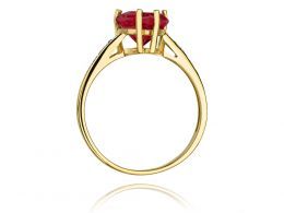 złoty pierścionek zaręczynowy z rubinem i brylantami korona serce rubin złoto żółte próba 0.585 pierścionek na palcu dłoni realne zdjęcie pierścionki na prezent dla żony dziewczyny rocznicę urodziny imieniny