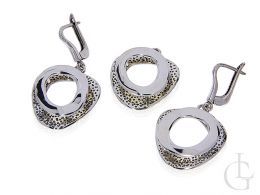 komplet biżuterii srebrnej kolczyki wiszące wisiorek na łańcuszek srebro 0.925