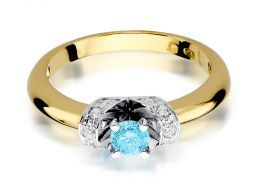 złoty pierścionek zaręczynowy z topazem naturalnym i brylantami złoto żółte 0.585