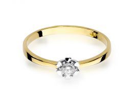 klasyczny pierścionek zaręczynowy z brylantem diamentem w pudełku złoto żółte brylant złoto żółte 14K 0.585