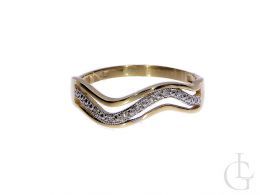złoty pierścionek z brylantami z diamentami obrączka złota brylant diament złoto żółte próba 0.585 14ct
