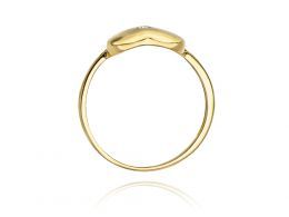 złoty pierścionek korona serduszko z brylantem złoto żółte próba 0.585 14K pierścionek na palcu dłoni realne zdjęcie zdjęcia prezent na walentynki rocznicę urodziny imieniny