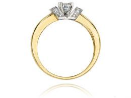 złoty pierścionek ekskluzywny idealny na zaręczyny brylanty złoto żółte próba 0.585