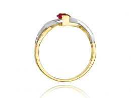złoty pierścionek zaręczynowy z rubinem naturalnym brylantami diamentami złoto żółte 0.585 14ct prezent