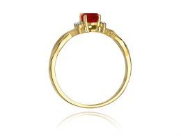złoty pierścionek zaręczynowy z rubinem naturalnym złoto żółte 0.585 14ct rubin brylanty diamenty pierścionek na palcu dłoni realne zdjęcie zdjęcia prezent dla żony dziewczyny na rocznicę