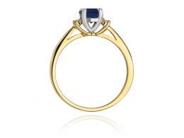pierścionek złoty z szafirem naturalnym złoto żółte próba 0.585 14ct pierścionek z brylantami diamentami brylanty diamenty szafir prezent zaręczyny rocznica ślubu dla żony dziewczyny