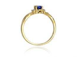 złoty pierścionek zaręczynowy z tanzanitem tanzaniy z brylantami diamentami złoto próba 0.585 14K pierścionek na palcu dłoni realne zdjęcie zdjęcia prezent