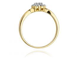 złoty pierścionek zaręczynowy markiza kwiat kwiatek z brylantami diamentami na palcu na ręce złoto żółte próba 0.585 14ct nowoczesny wzór pierścionka