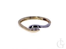 złoty pierścionek zaręczynowy z brylantami złoto żółte złoto białe brylanty diamenty