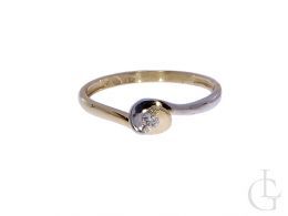 złoty pierścionek zaręczynowy z brylantem diamentem złoto żółte złoto białe próba 0.585 14k pierścionki zaręczynowe z brylantami diamentami