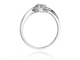 nowoczesny wzór pierścionek zaręczynowy z białego złota białe złoto z brylantem diamentem nowoczesny wzór pierścionek na palcu realne zdjęcia